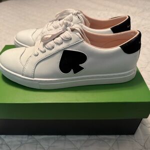 Kate Spade White Sneakers with Black Spade Detail